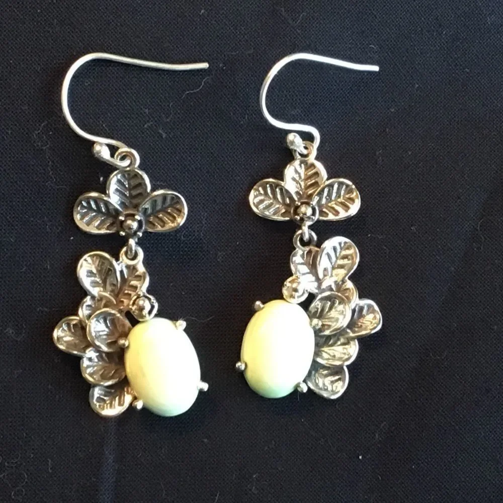 NWOT.  SS Australian Lemon Chrysoprase Earrings